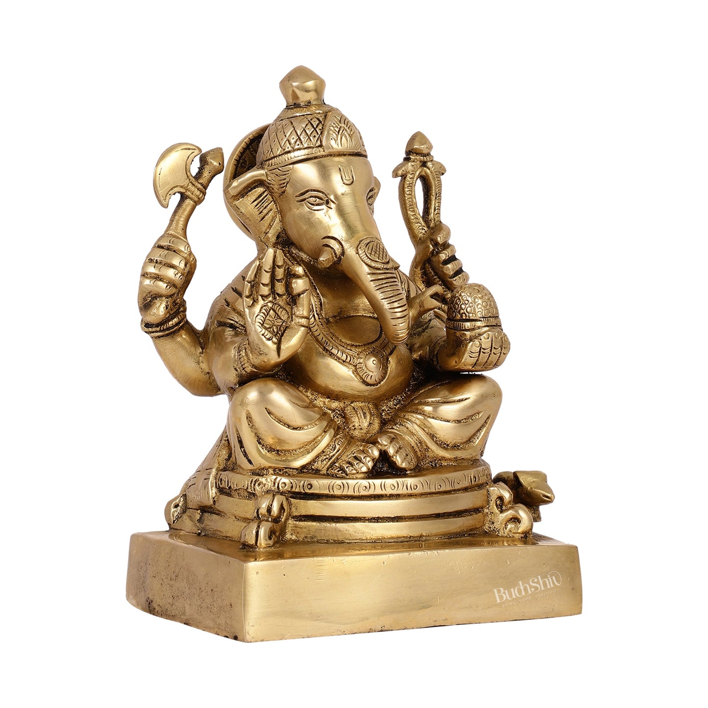 Fine Quality Brass Lord Ganesha Idol | 7.5" Height - Budhshiv.com