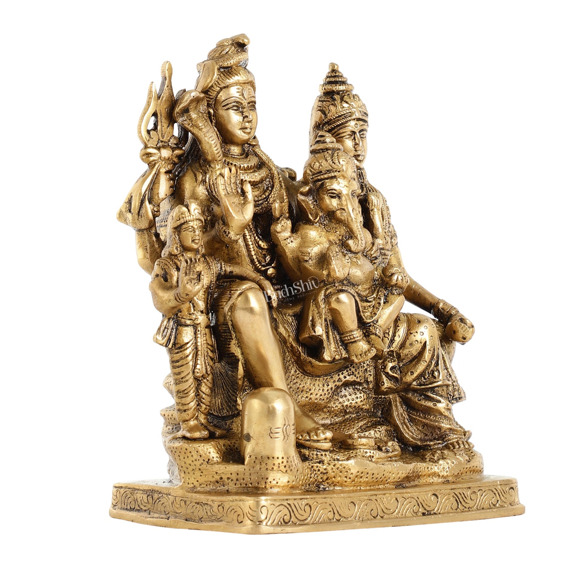 Fine Quality Brass Shiv Parivaar | 8" Height - Budhshiv.com