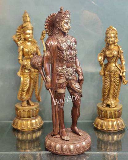 Finely Crafted Brass Statue of Lord Hanuman | Standing 24"tall - Budhshiv.com