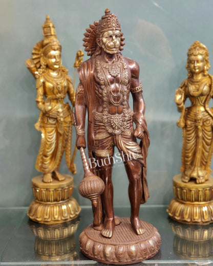 Finely Crafted Brass Statue of Lord Hanuman | Standing 24"tall - Budhshiv.com