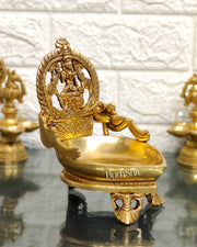 Gajalakshmi Brass Oil lamp 7" - Budhshiv.com