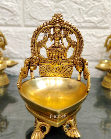 Gajalakshmi Brass Oil lamp 7" - Budhshiv.com