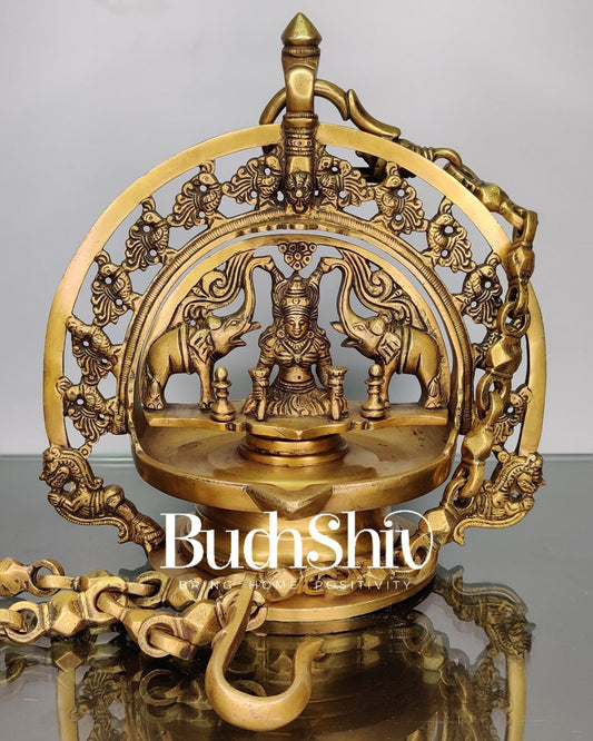 Gajlakshmi Brass Hanging lamp Large - Budhshiv.com