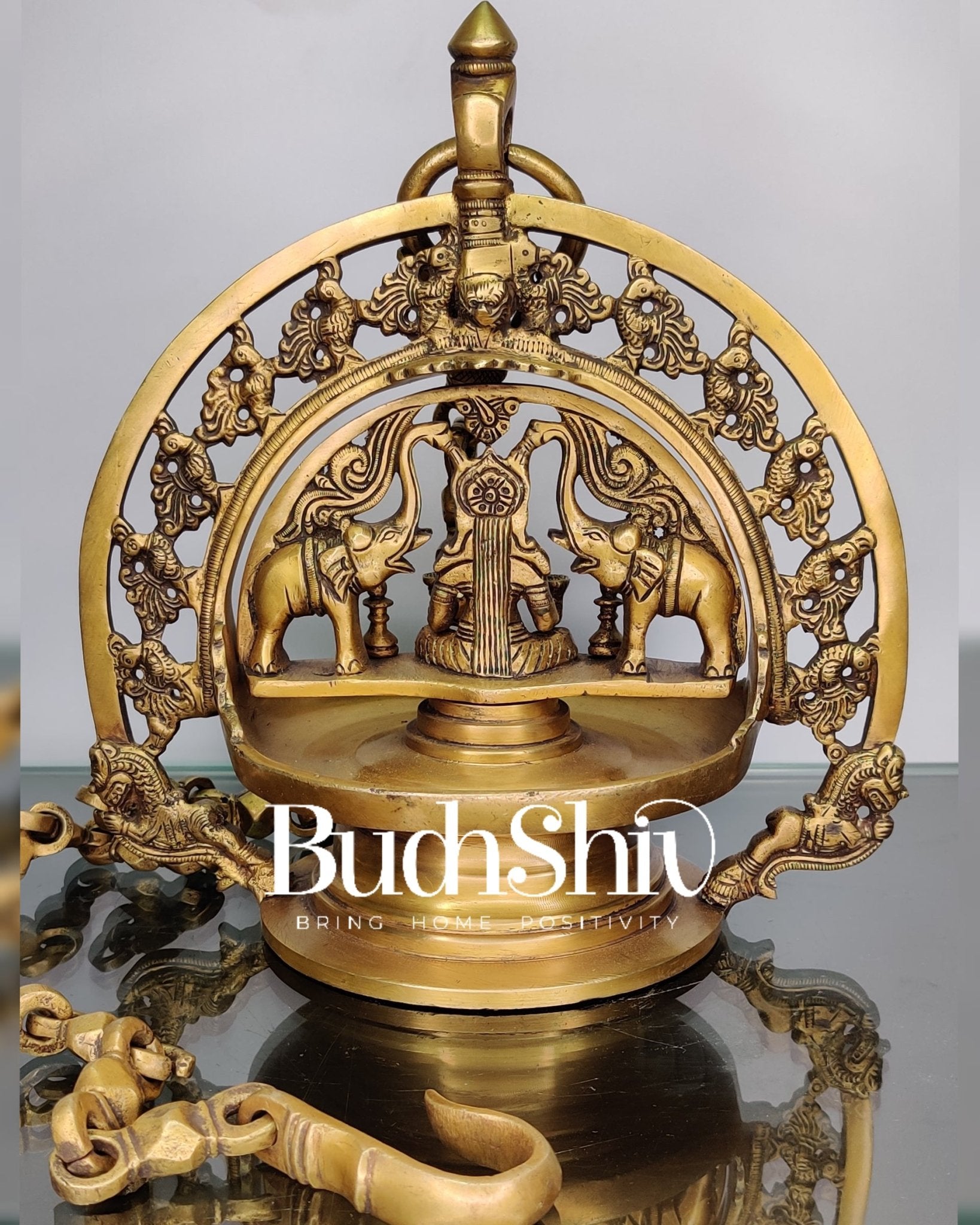 Gajlakshmi Brass Hanging lamp Large - Budhshiv.com