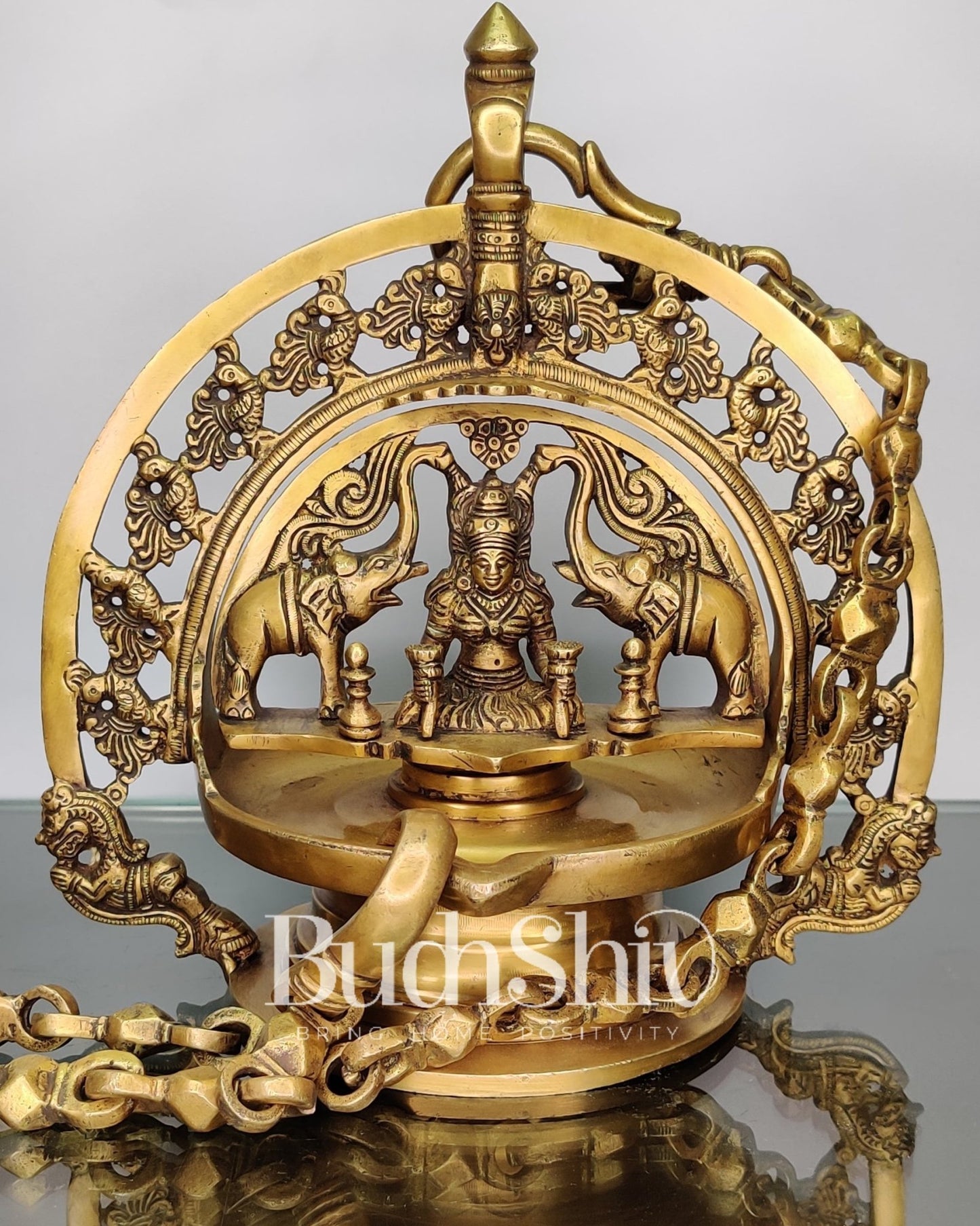 Gajlakshmi Brass Hanging lamp Large - Budhshiv.com
