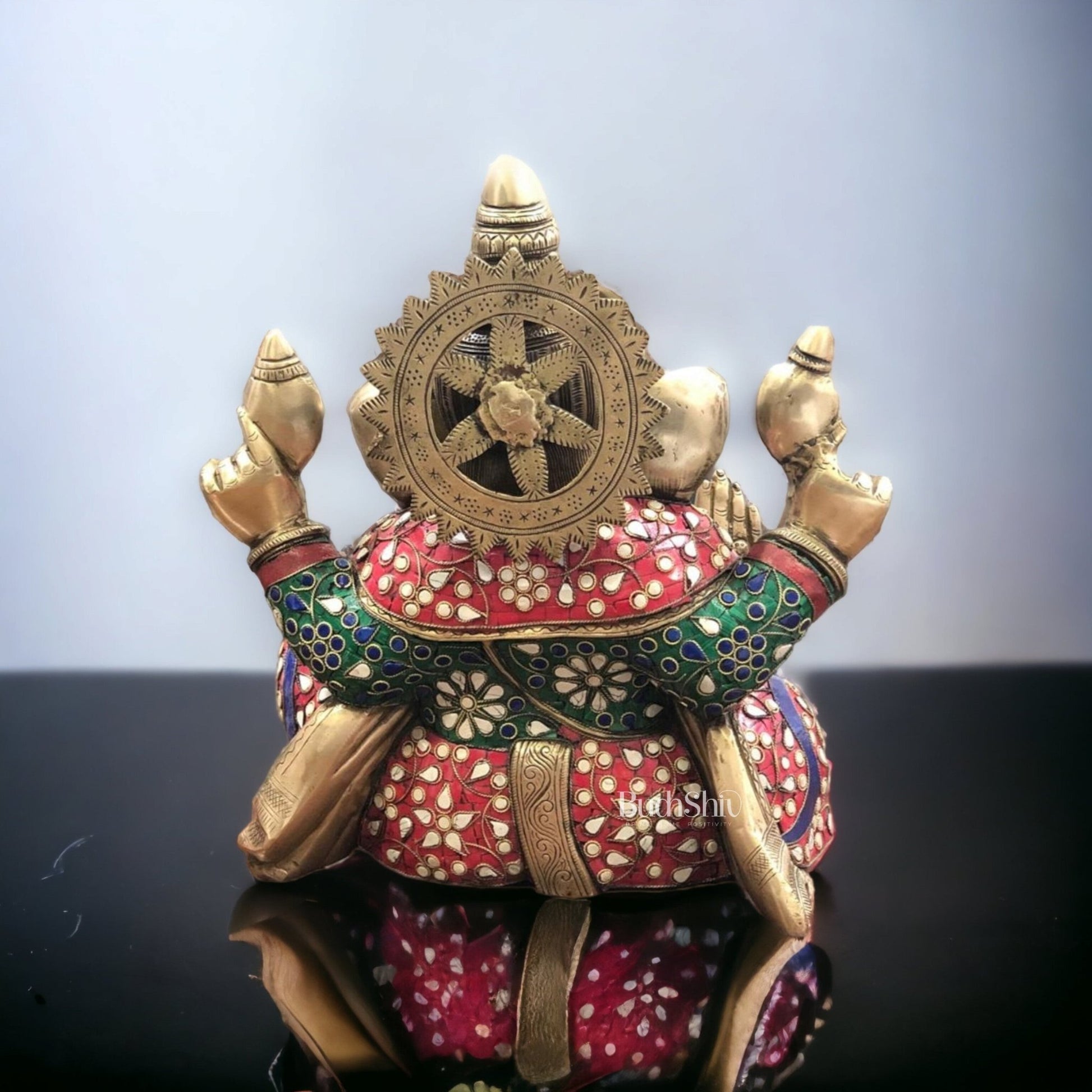 Ganapati Aashirwad Idol with Handwork 13" - Budhshiv.com