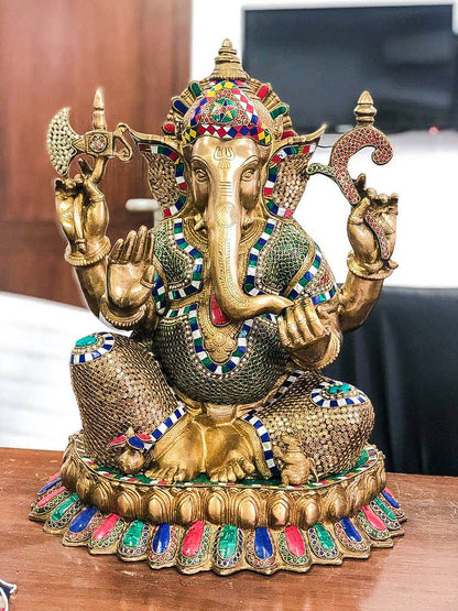 Ganapati brass statue 22" - Budhshiv.com