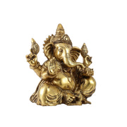 Ganapati Brass statue Idol fine gold 13" Height - Budhshiv.com