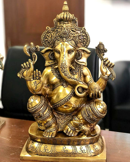 Ganesh Brass idol 16 inch - Budhshiv.com