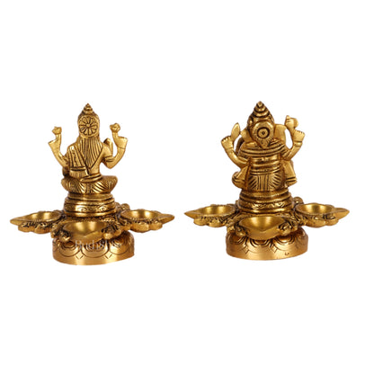 Ganesh Lakshmi Brass Lamp 5" - Budhshiv.com