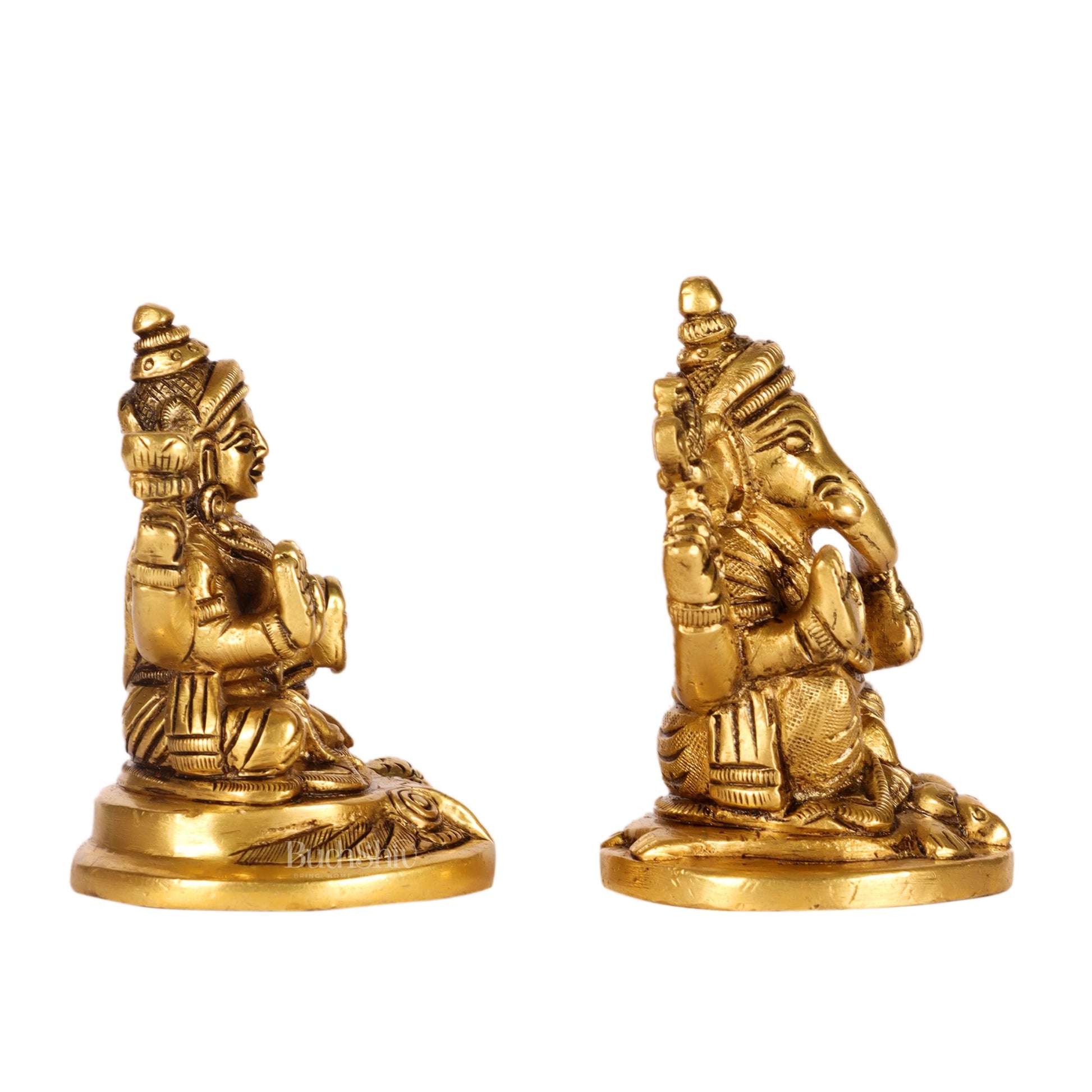 Ganesh lakshmi superfine brass idols 3" - Budhshiv.com