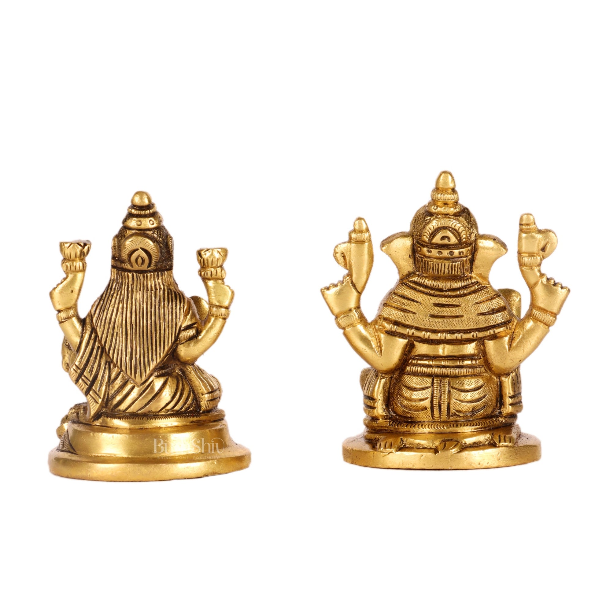 Ganesh lakshmi superfine brass idols 3" - Budhshiv.com