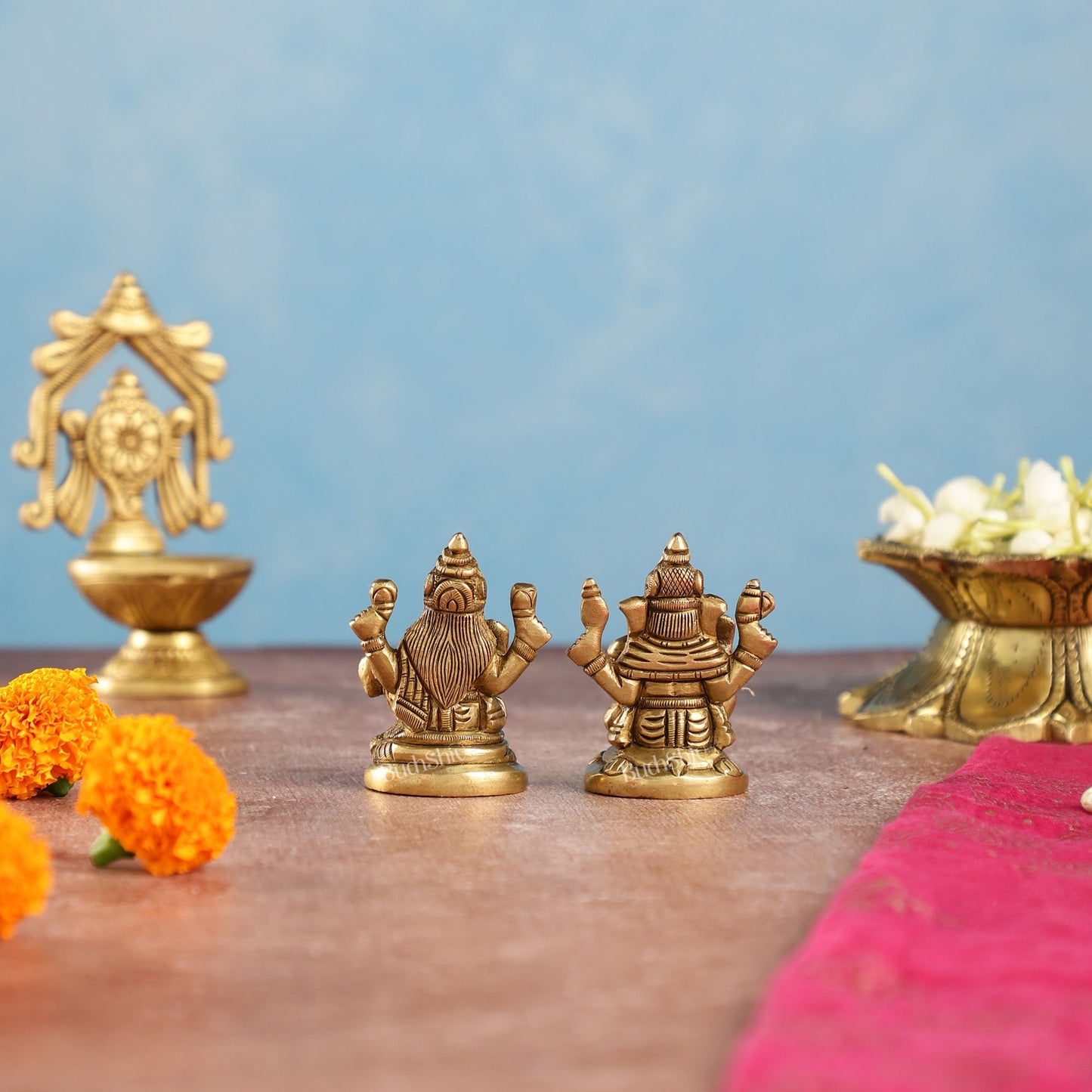 Ganesh lakshmi superfine brass idols 3" - Budhshiv.com