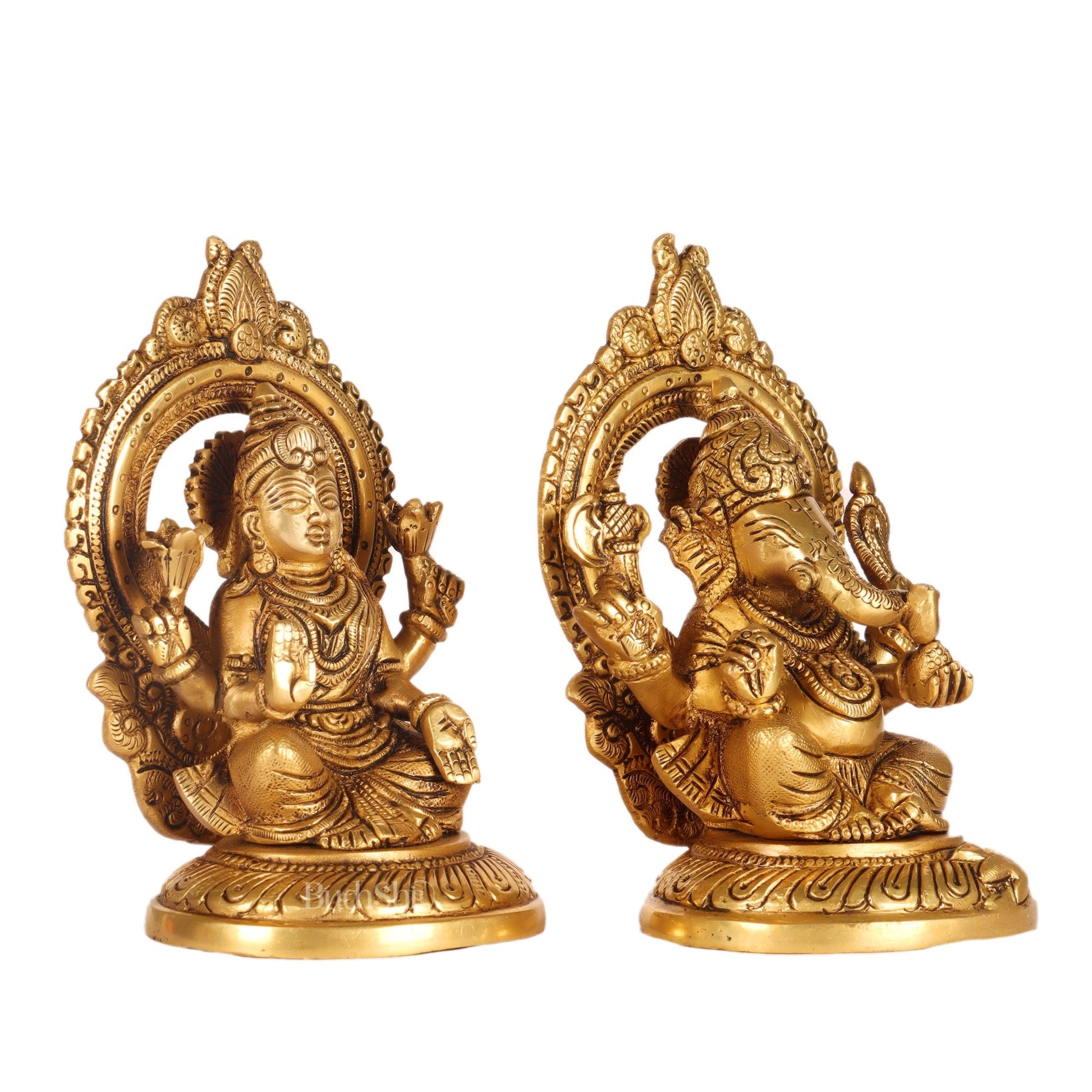 Ganesh lakshmi superfine brass idols 5.5" - Budhshiv.com