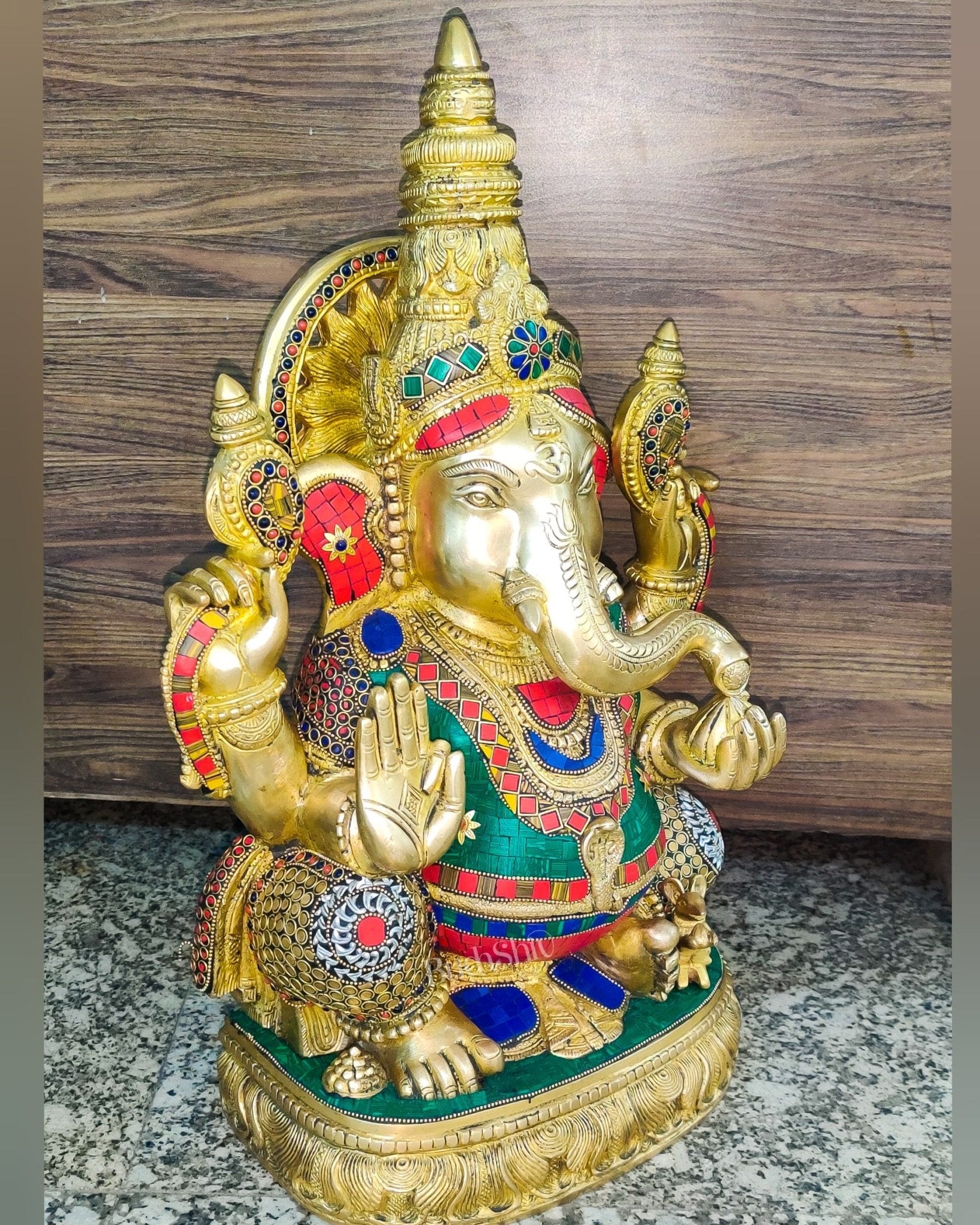 Ganesha brass idol 20 inch - Budhshiv.com