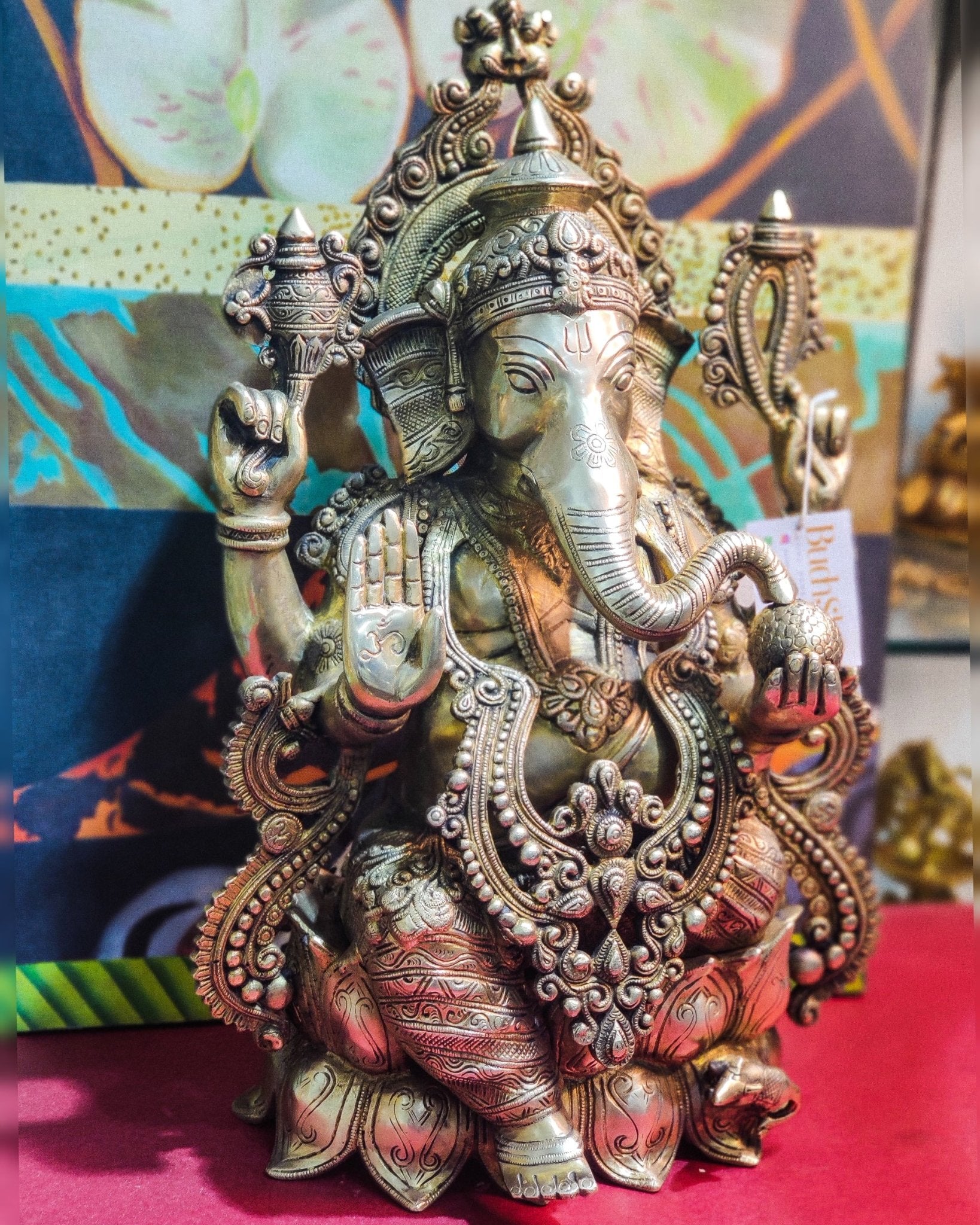 Ganesha Brass Idol 21 " Antique finish - Budhshiv.com