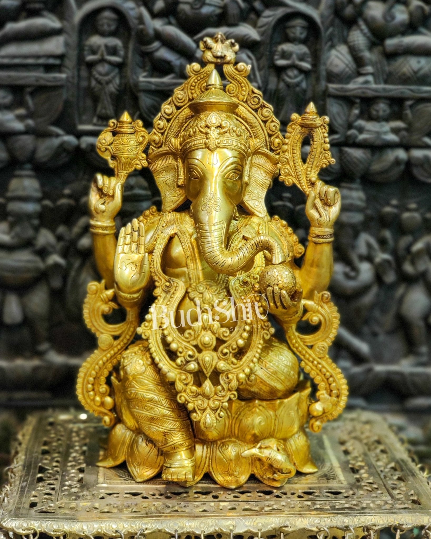 Ganesha Brass Idol 21 " - Budhshiv.com
