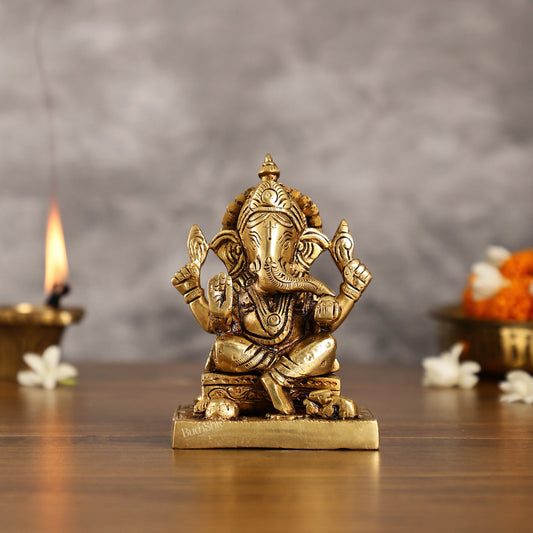 Ganesha Brass idol 5.5 inch - Budhshiv.com