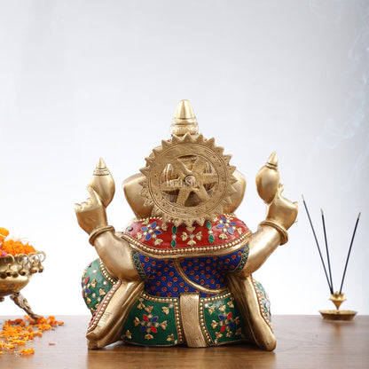 Ganesha Brass Idol with a unique stonework - Budhshiv.com