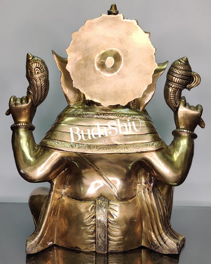 Ganesha Brass Idol with Antique finish 20 inch - Budhshiv.com