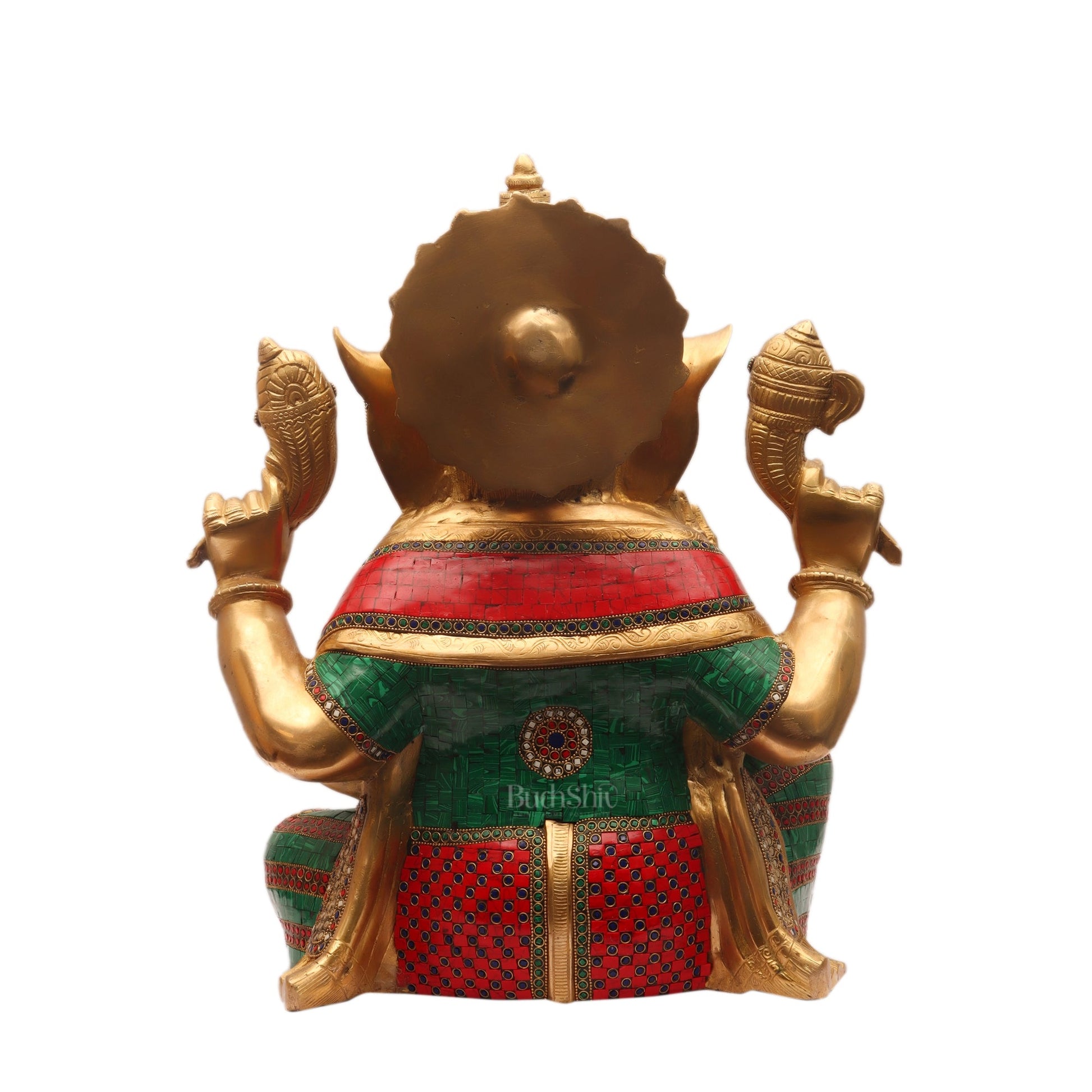 Ganesha Brass Idol with stonework 20 inch - Budhshiv.com