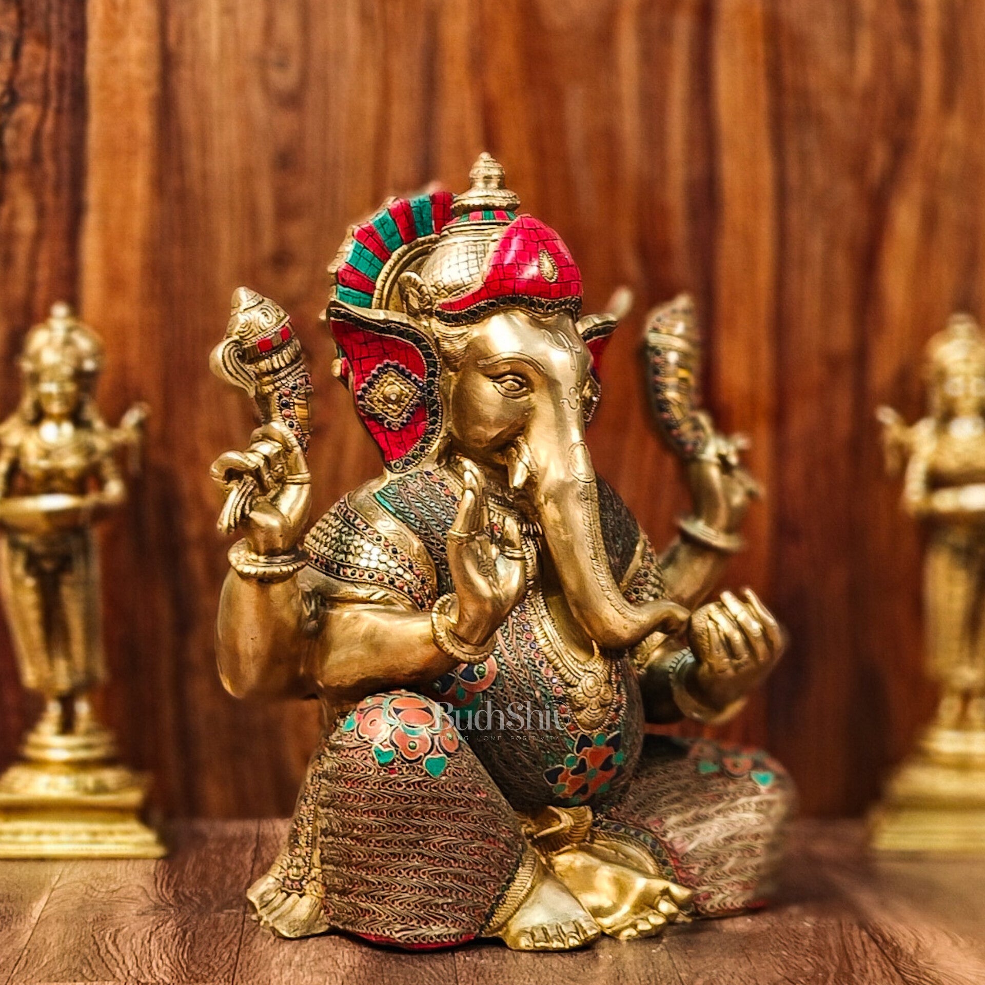 Ganesha Brass Idol With Stonework 20 Inch – Budhshiv.com