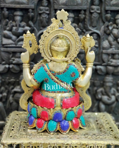 Ganesha Brass Idol with stonework 21 inches - Budhshiv.com