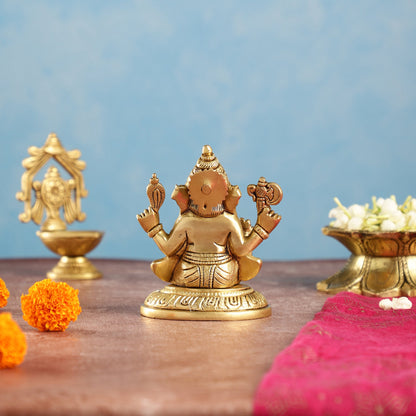 Ganesha brass murti 4.5 inch - Budhshiv.com