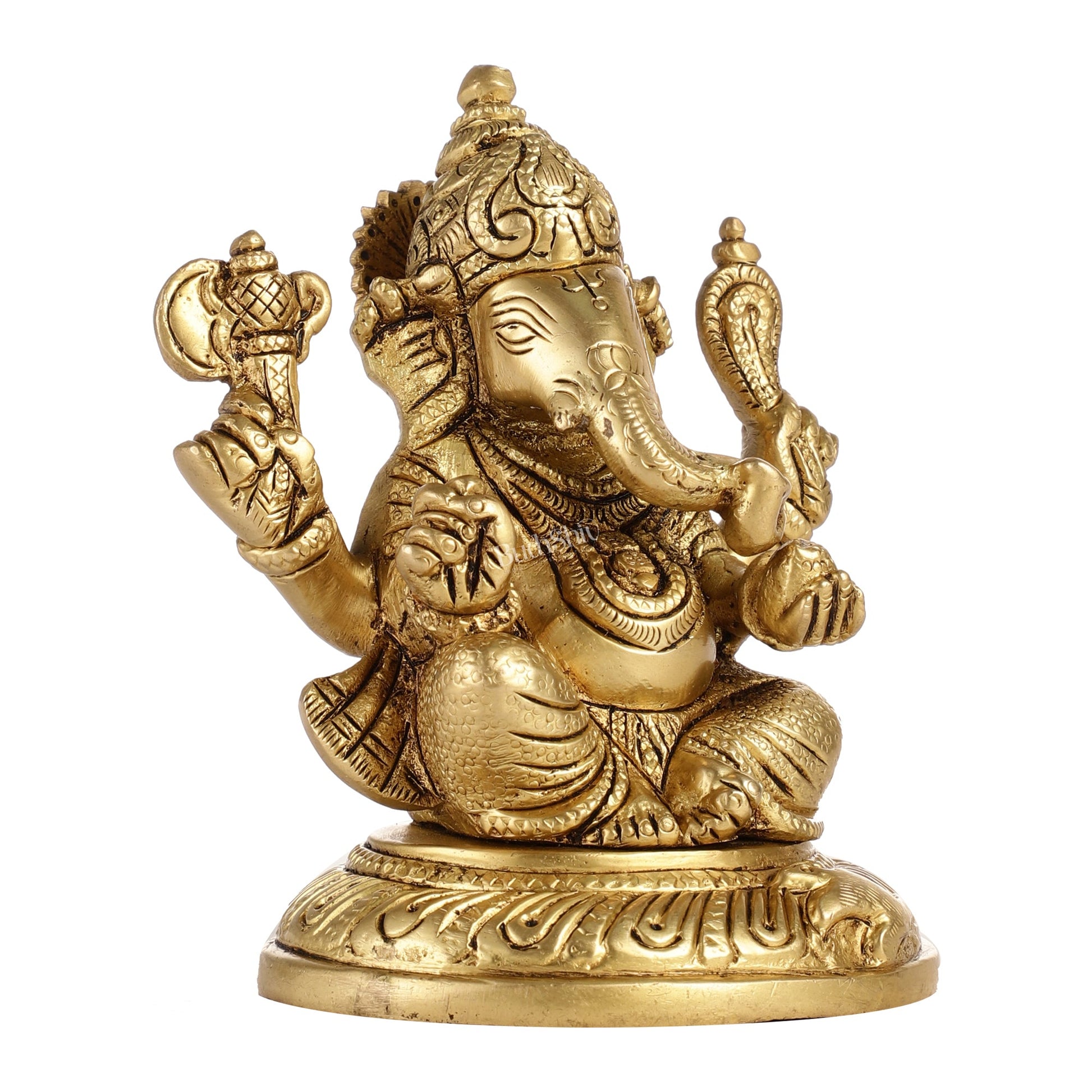 Ganesha brass murti 4.5 inch - Budhshiv.com