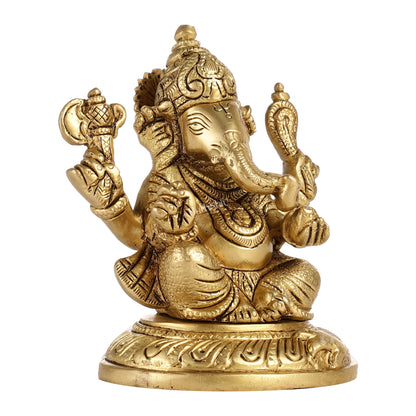 Ganesha brass murti 4.5 inch - Budhshiv.com