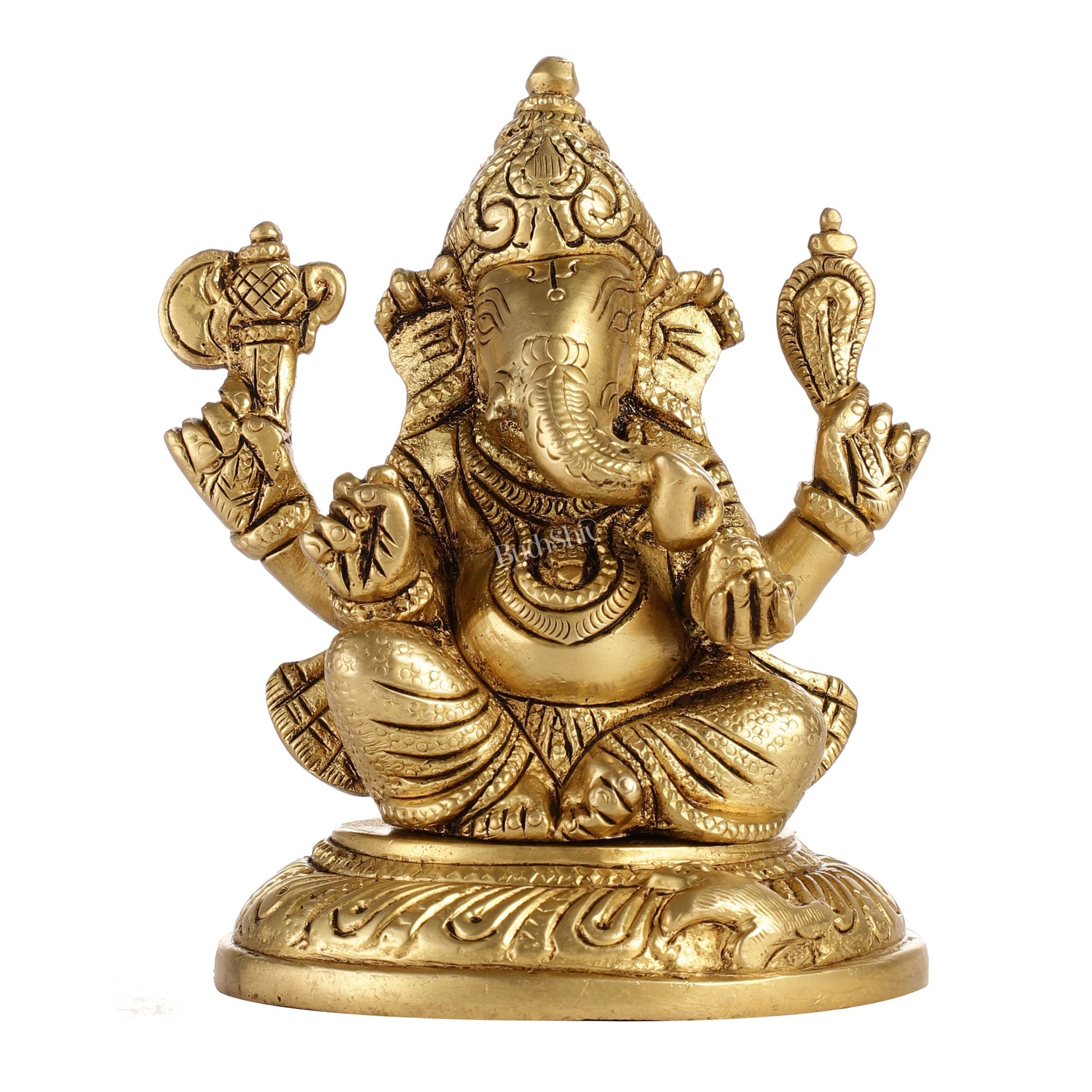 Ganesha brass murti 4.5 inch - Budhshiv.com