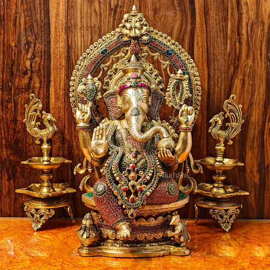 Ganesha brass statue 26" - Budhshiv.com