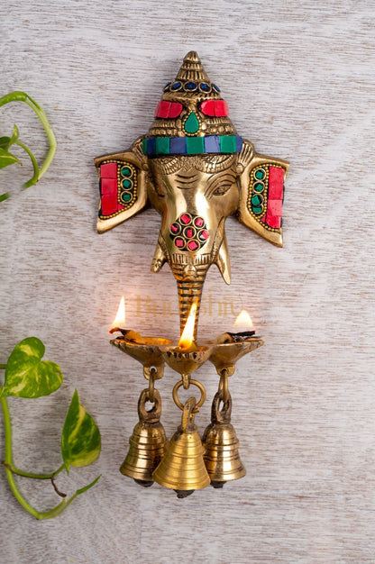 Ganesha Diya Lamp Wall Hanging diya 10" - Budhshiv.com