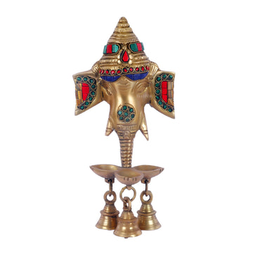 Ganesha Diya Lamp Wall Hanging for Wall and Door Home Decor 10" - Budhshiv.com