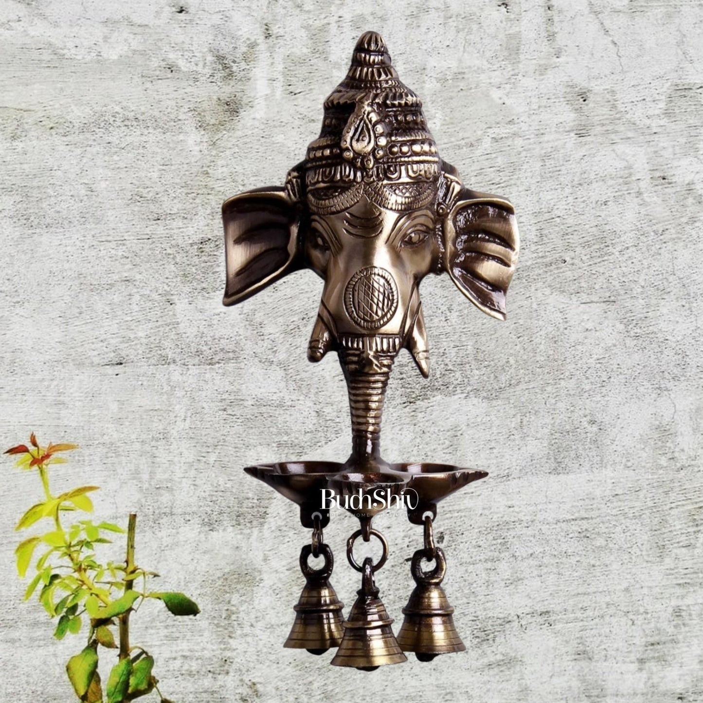 Ganesha Diya Lamp Wall Hanging for Wall and Door Home Decor | Gloss finish on Ganesh Face - Budhshiv.com