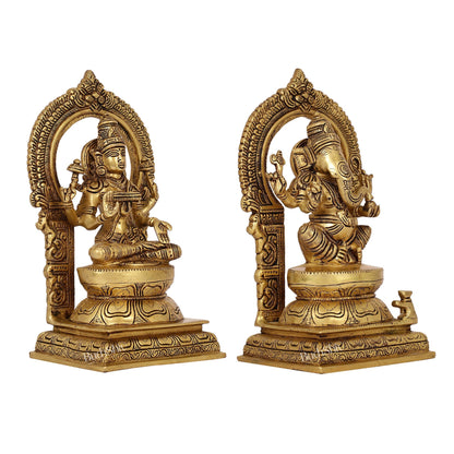 Ganesha Lakshmi - Brass Idols 10" - Budhshiv.com