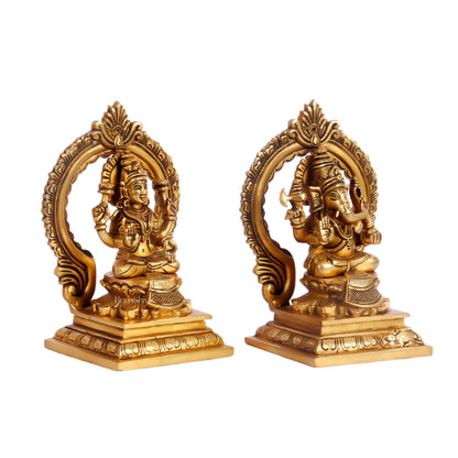 Ganesha Lakshmi Brass idols Superfine 7 inches - Budhshiv.com