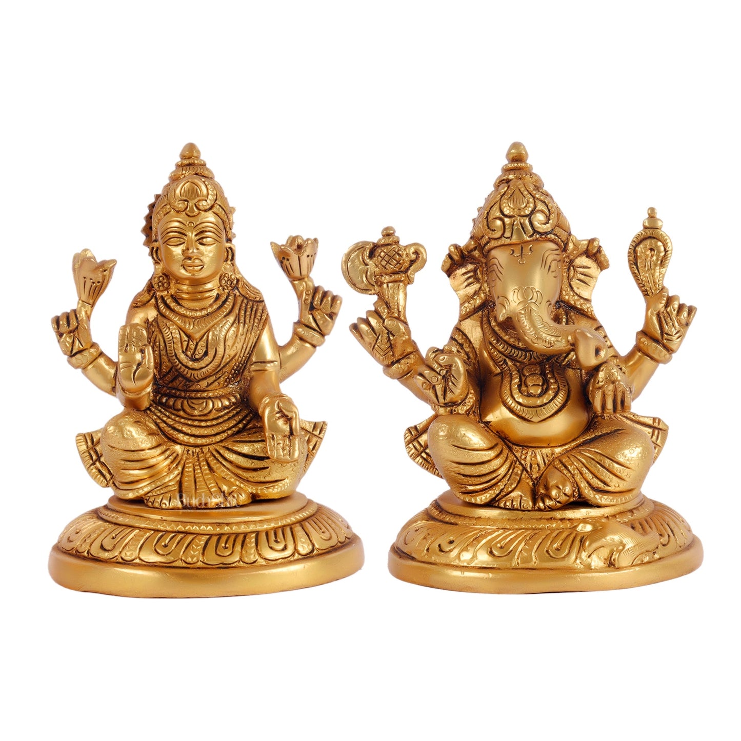Ganesha lakshmi brass murti 4.5 inch - Budhshiv.com