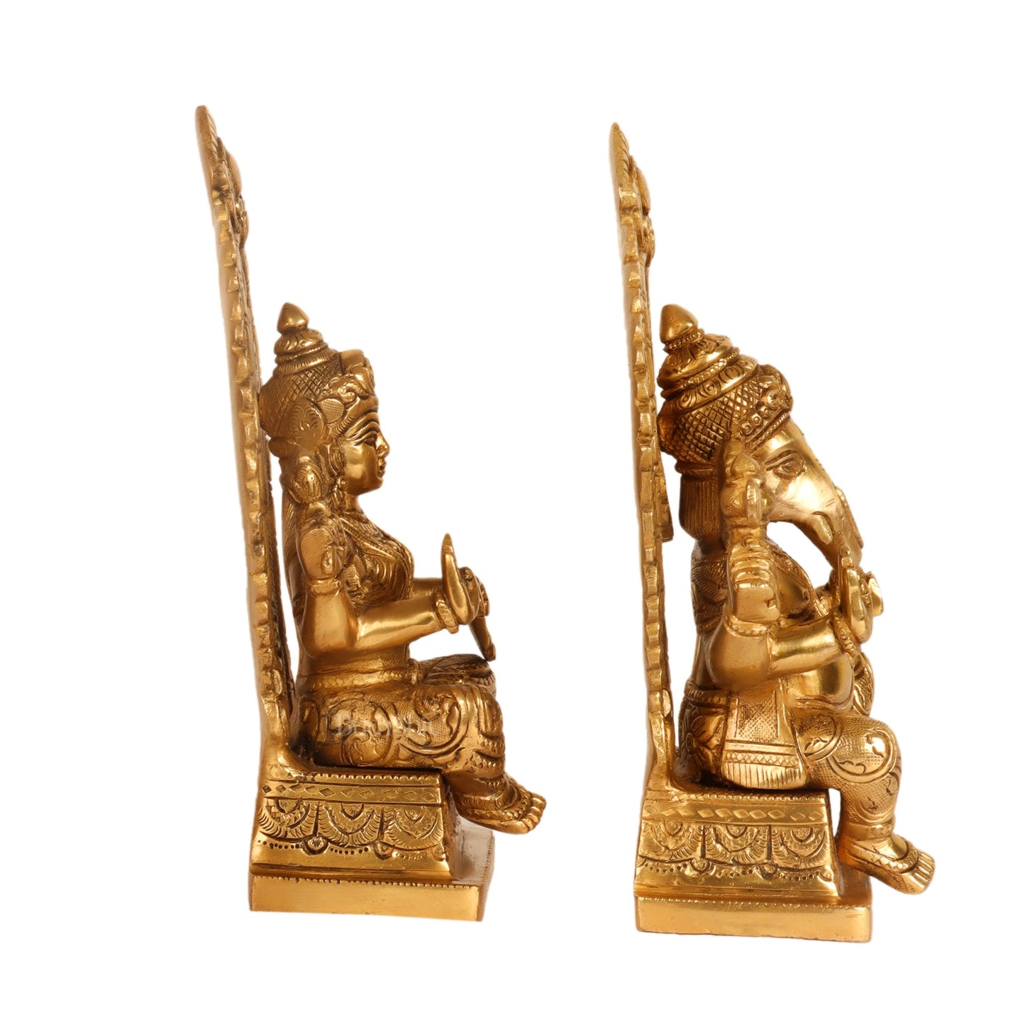 Ganesha lakshmi brass murti 8.5 inch - Budhshiv.com