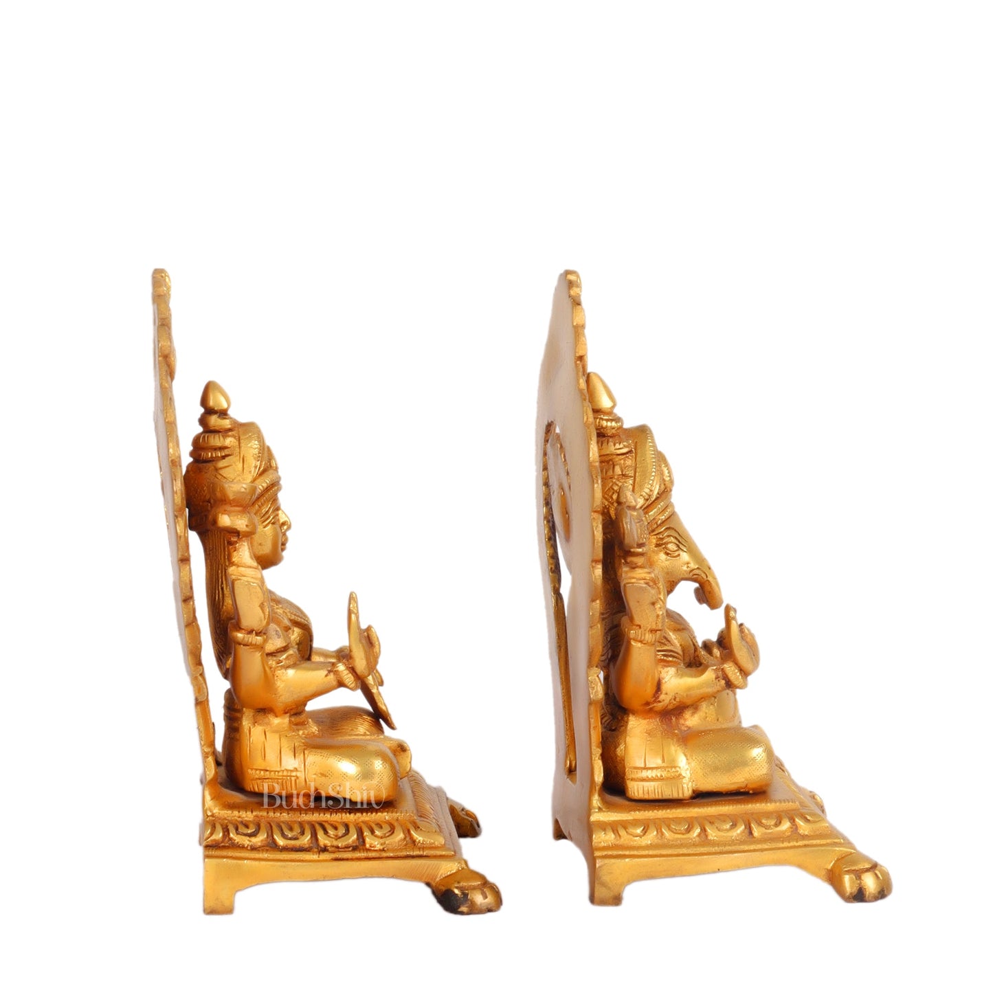 Ganesha Lakshmi Brass statue 7 inches - Budhshiv.com