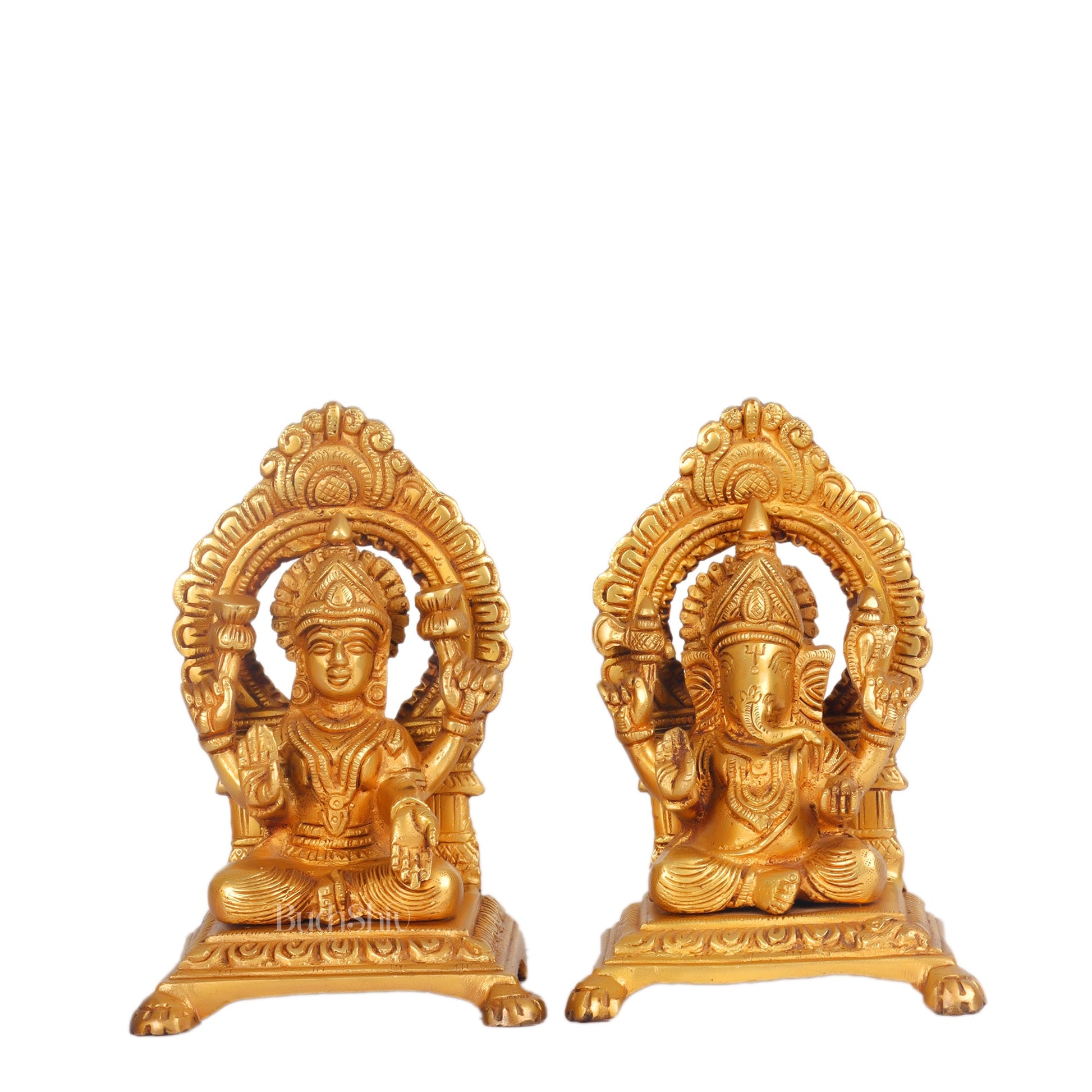 Ganesha Lakshmi Brass statue 7 inches - Budhshiv.com