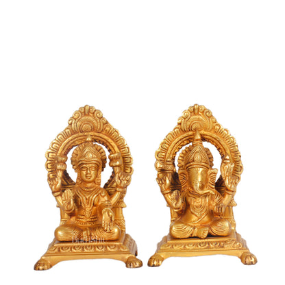 Ganesha Lakshmi Brass statue 7 inches - Budhshiv.com