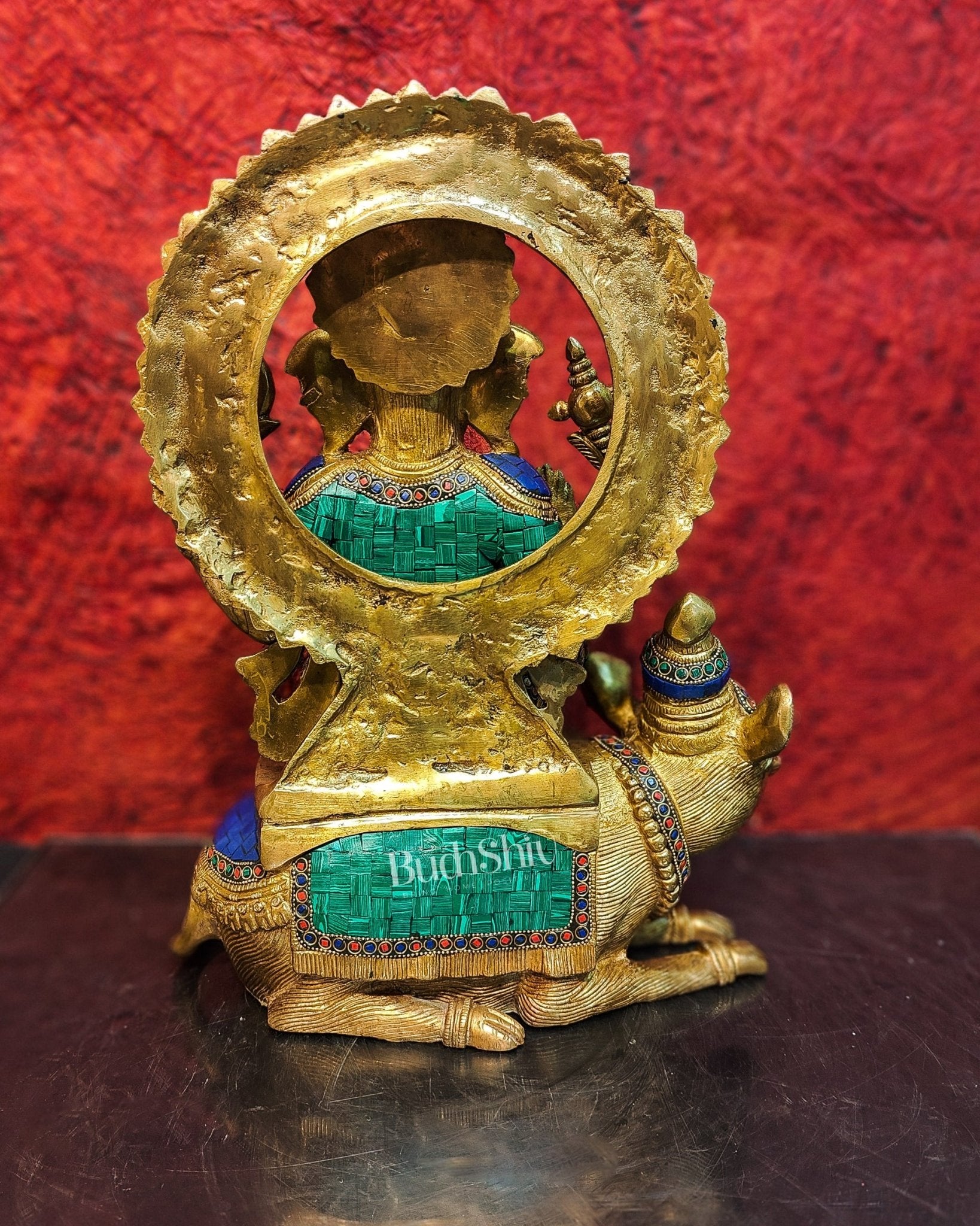 Ganesha on mouse brass statue 16 inches - Budhshiv.com