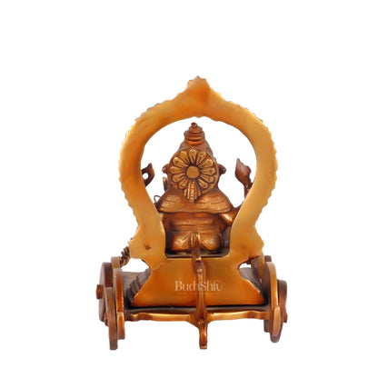 Ganesha with a mouse on a Rath Chariot 11" - Budhshiv.com