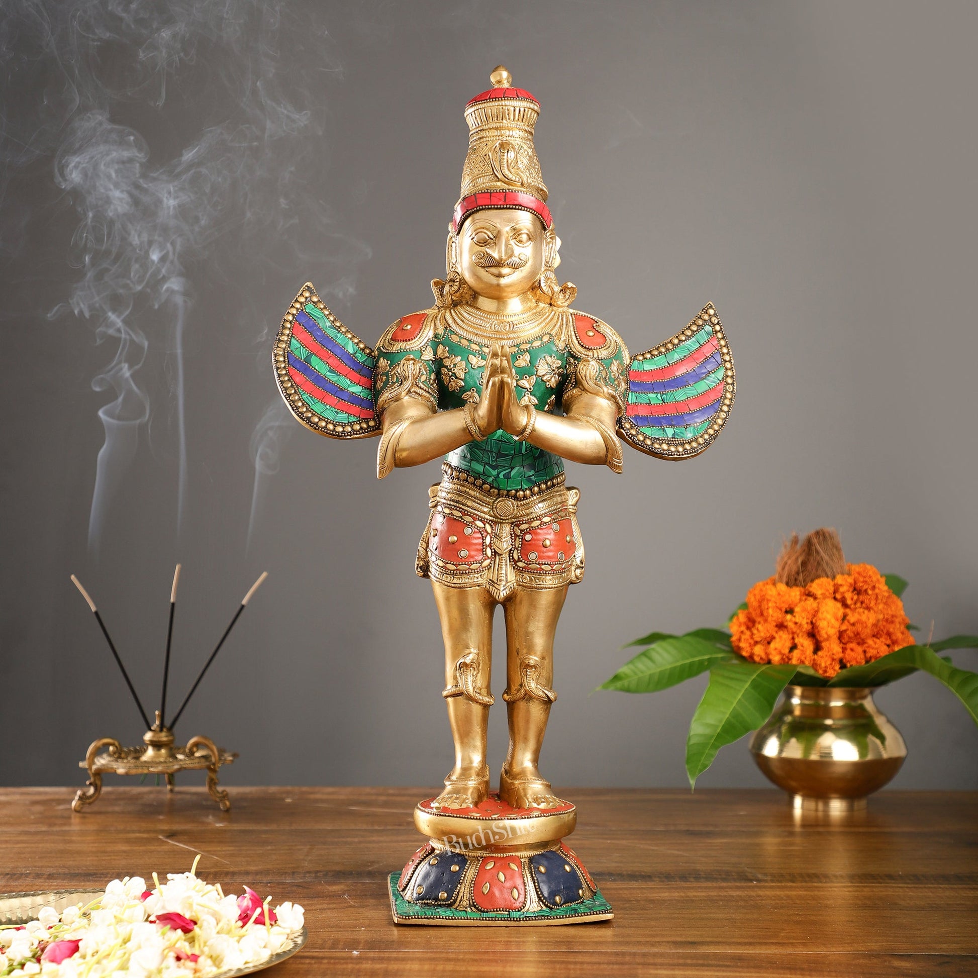 Garuda Standing Brass statue 22 inch | - Budhshiv.com