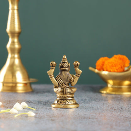 Graceful Brass Lakshmi Idol | Height 3.5 inch - Budhshiv.com