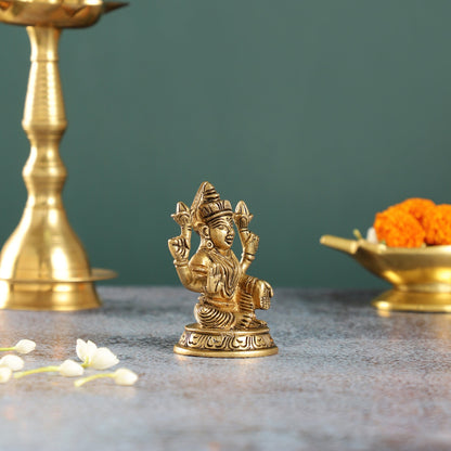 Graceful Brass Lakshmi Idol | Height 4 inch - Budhshiv.com