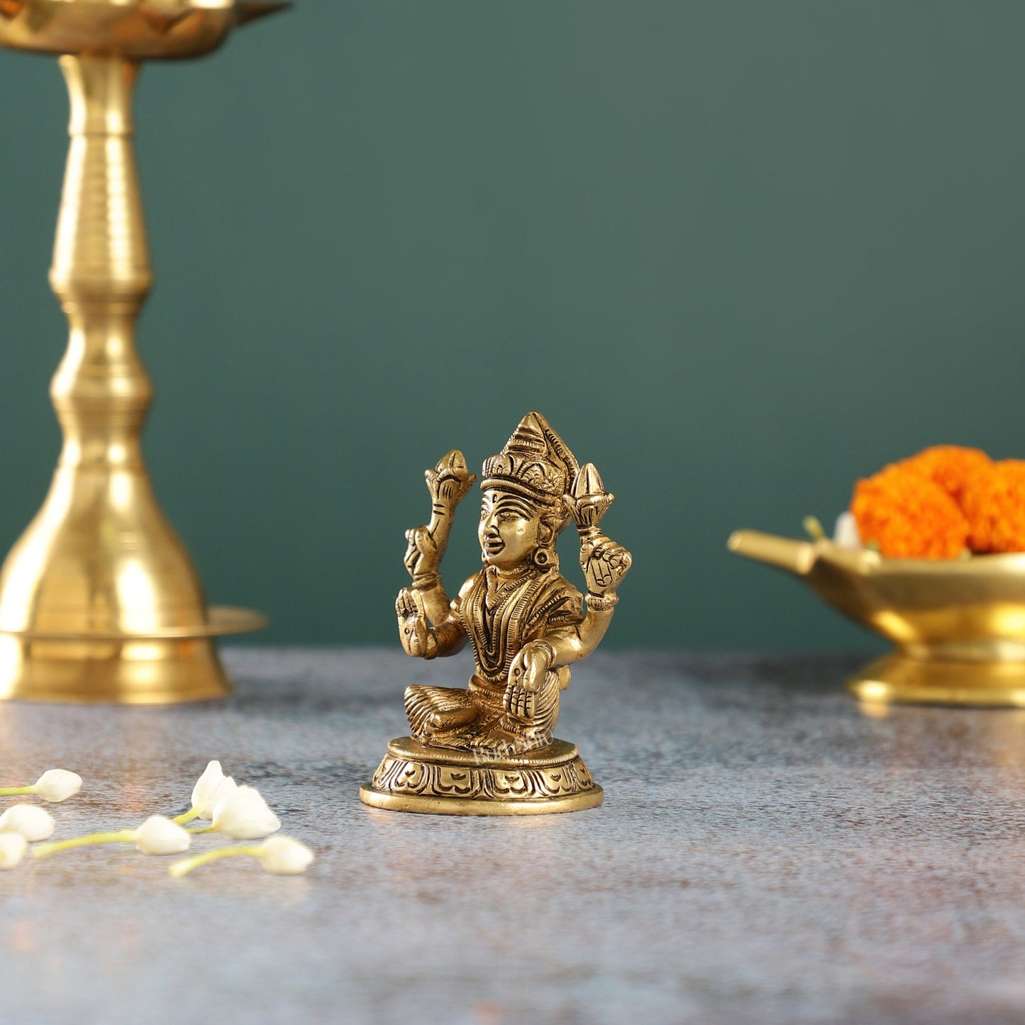 Graceful Brass Lakshmi Idol | Height 4 inch - Budhshiv.com