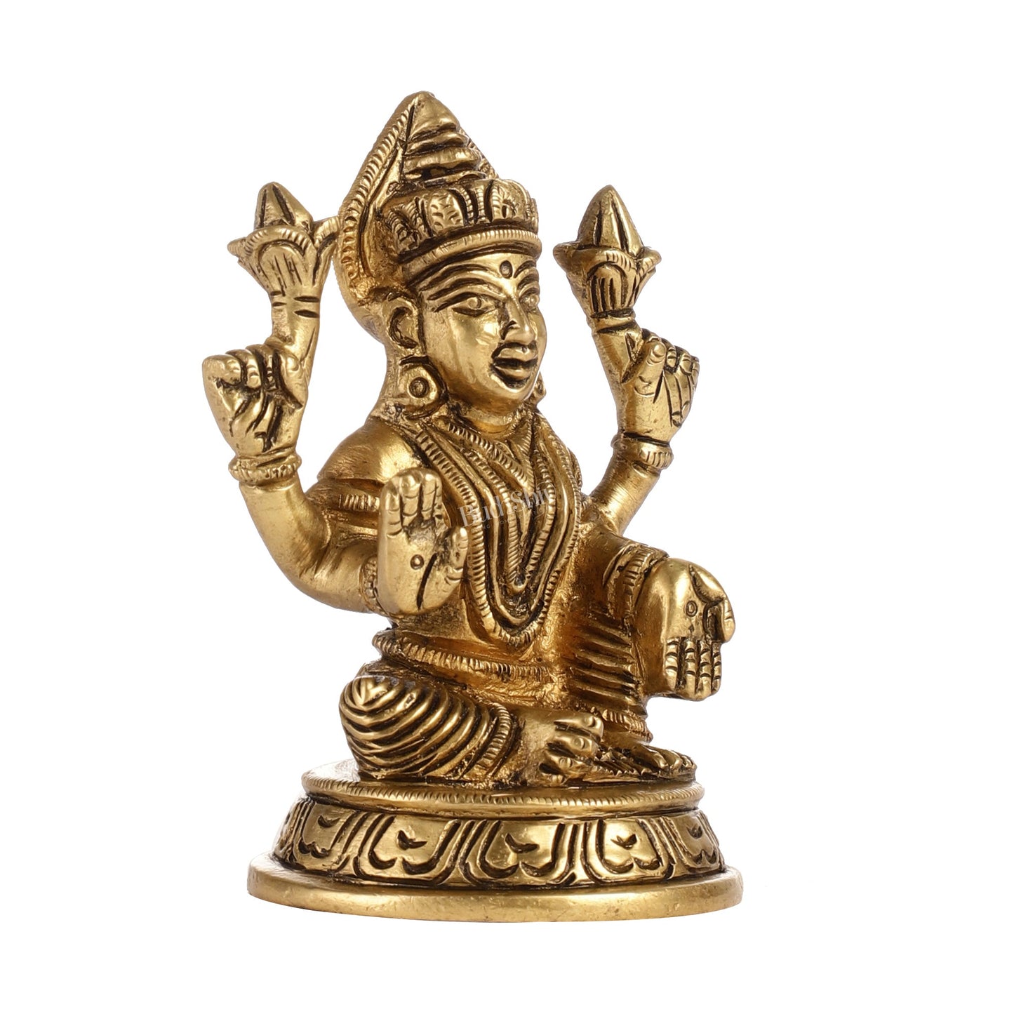 Graceful Brass Lakshmi Idol | Height 4 inch - Budhshiv.com