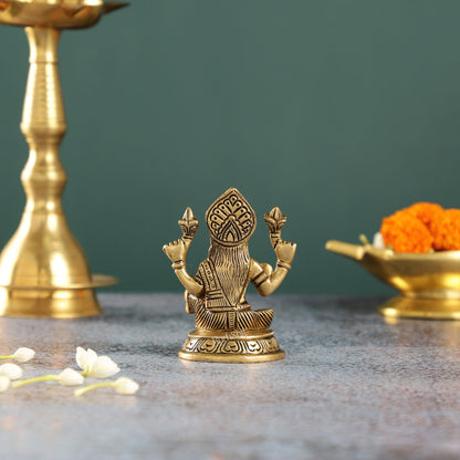 Graceful Brass Lakshmi Idol | Height 4 inch - Budhshiv.com